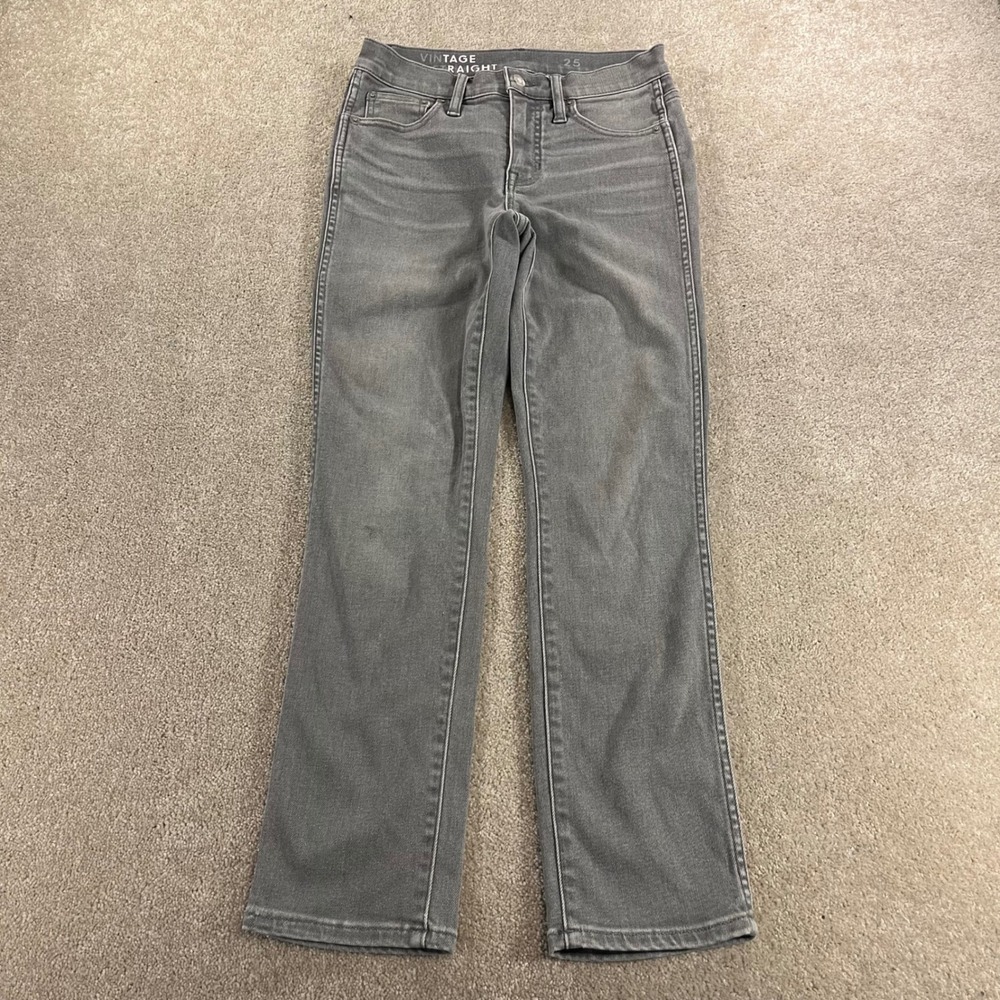 J.Crew Vintage Slim Straight Jeans Womens 25 Gray Re-Imagined High Rise